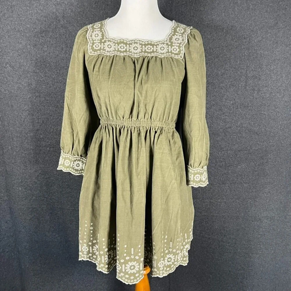 Madewell Embroidered Corduroy Square-Neck Mini Dress - Picture 2 of 7